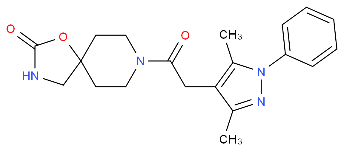 8-[(3,5-dimethyl-1-phenyl-1H-pyrazol-4-yl)acetyl]-1-oxa-3,8-diazaspiro[4.5]decan-2-one_Molecular_structure_CAS_)