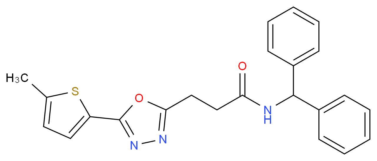 N-(diphenylmethyl)-3-[5-(5-methyl-2-thienyl)-1,3,4-oxadiazol-2-yl]propanamide_Molecular_structure_CAS_)
