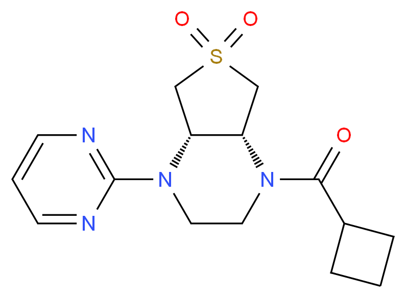 (4aS*,7aR*)-1-(cyclobutylcarbonyl)-4-pyrimidin-2-yloctahydrothieno[3,4-b]pyrazine 6,6-dioxide_Molecular_structure_CAS_)