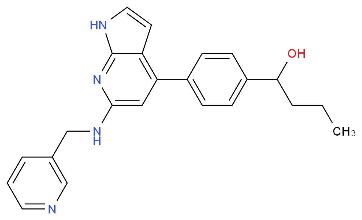1-(4-{6-[(pyridin-3-ylmethyl)amino]-1H-pyrrolo[2,3-b]pyridin-4-yl}phenyl)butan-1-ol_Molecular_structure_CAS_)