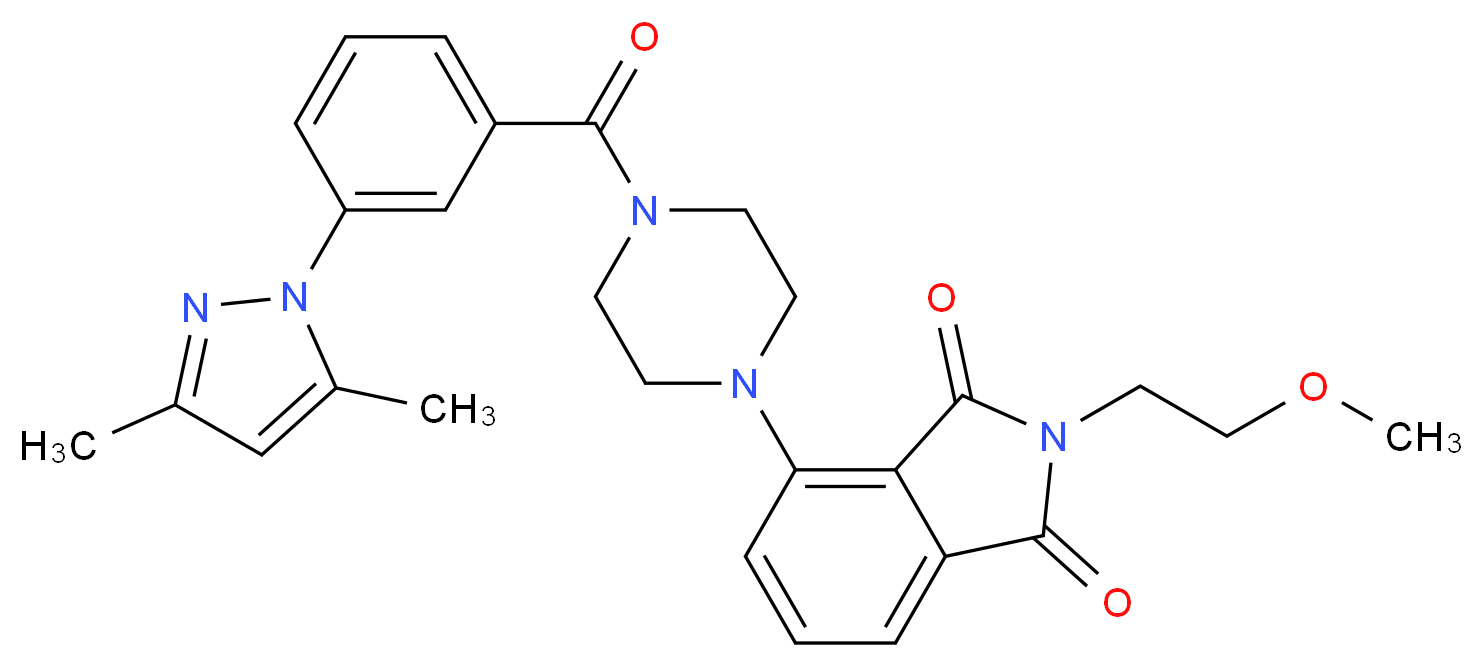 4-{4-[3-(3,5-dimethyl-1H-pyrazol-1-yl)benzoyl]-1-piperazinyl}-2-(2-methoxyethyl)-1H-isoindole-1,3(2H)-dione_Molecular_structure_CAS_)