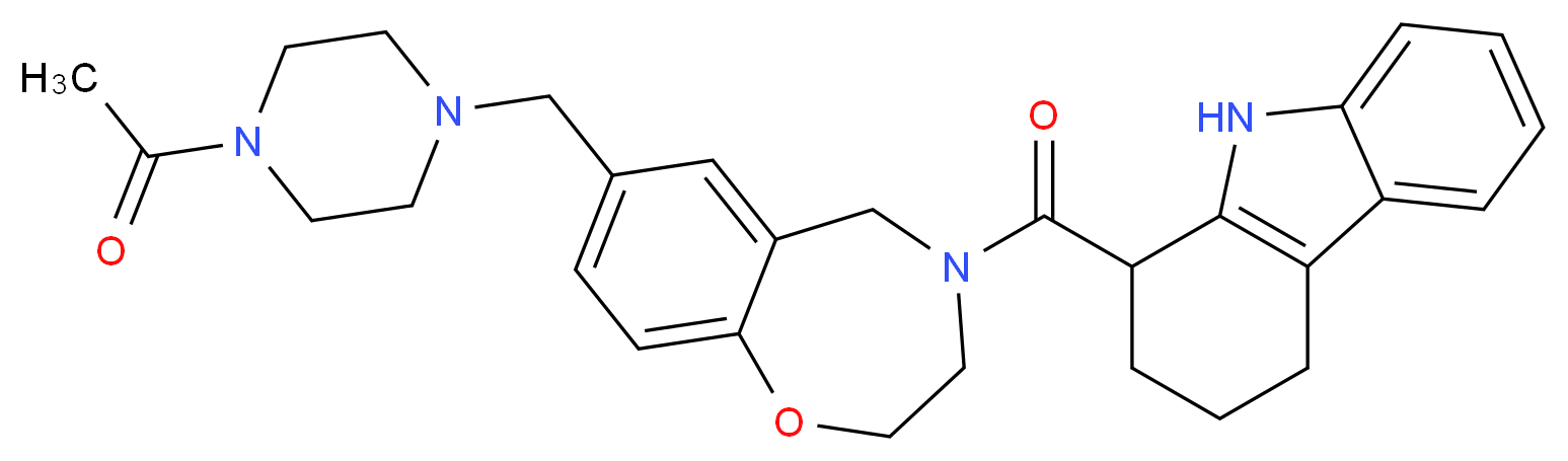 1-{[7-[(4-acetyl-1-piperazinyl)methyl]-2,3-dihydro-1,4-benzoxazepin-4(5H)-yl]carbonyl}-2,3,4,9-tetrahydro-1H-carbazole_Molecular_structure_CAS_)