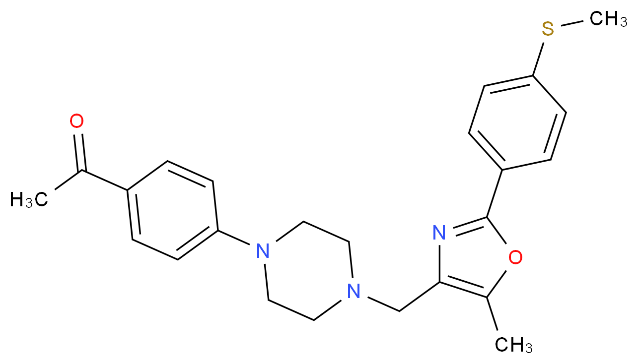 1-{4-[4-({5-methyl-2-[4-(methylthio)phenyl]-1,3-oxazol-4-yl}methyl)-1-piperazinyl]phenyl}ethanone_Molecular_structure_CAS_)
