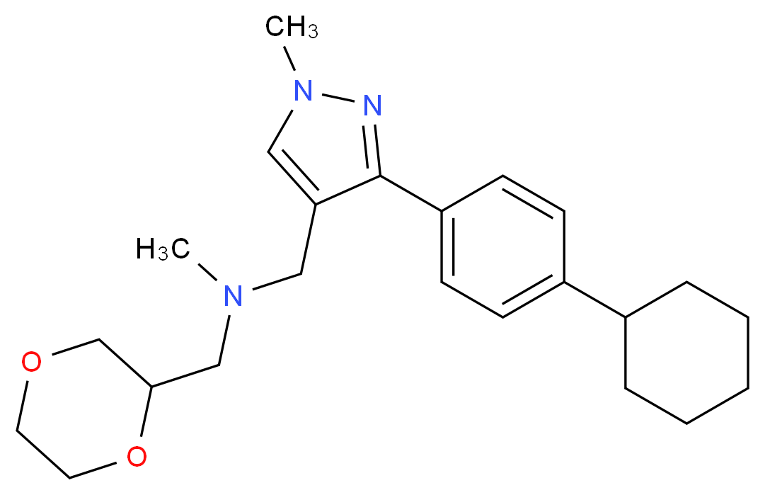 1-[3-(4-cyclohexylphenyl)-1-methyl-1H-pyrazol-4-yl]-N-(1,4-dioxan-2-ylmethyl)-N-methylmethanamine_Molecular_structure_CAS_)