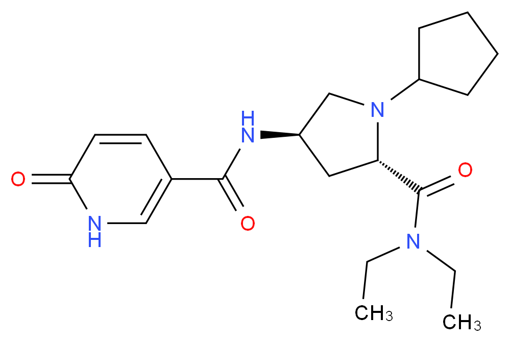 N-{(3R,5S)-1-cyclopentyl-5-[(diethylamino)carbonyl]pyrrolidin-3-yl}-6-oxo-1,6-dihydropyridine-3-carboxamide (non-preferred name)_Molecular_structure_CAS_)