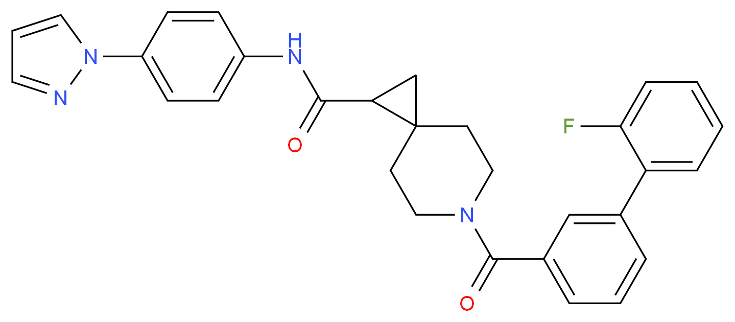 6-[(2'-fluoro-3-biphenylyl)carbonyl]-N-[4-(1H-pyrazol-1-yl)phenyl]-6-azaspiro[2.5]octane-1-carboxamide_Molecular_structure_CAS_)