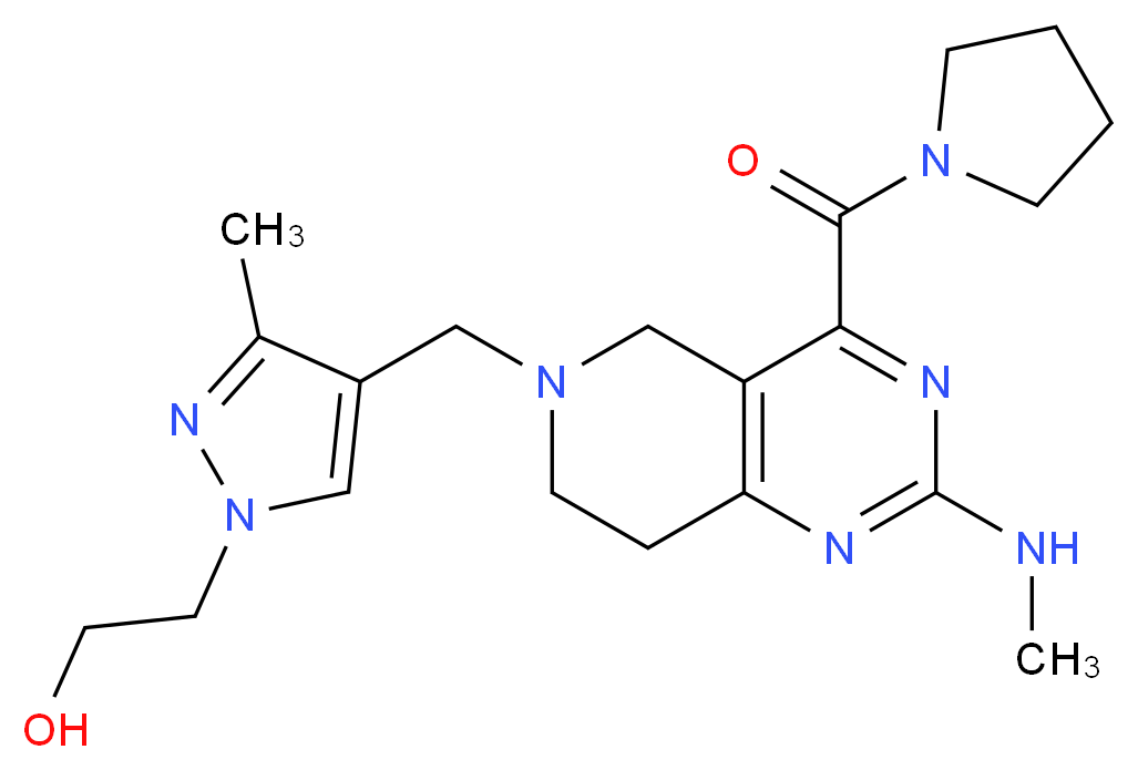 2-(3-methyl-4-{[2-(methylamino)-4-(pyrrolidin-1-ylcarbonyl)-7,8-dihydropyrido[4,3-d]pyrimidin-6(5H)-yl]methyl}-1H-pyrazol-1-yl)ethanol_Molecular_structure_CAS_)
