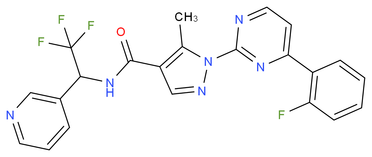 1-[4-(2-fluorophenyl)-2-pyrimidinyl]-5-methyl-N-[2,2,2-trifluoro-1-(3-pyridinyl)ethyl]-1H-pyrazole-4-carboxamide_Molecular_structure_CAS_)