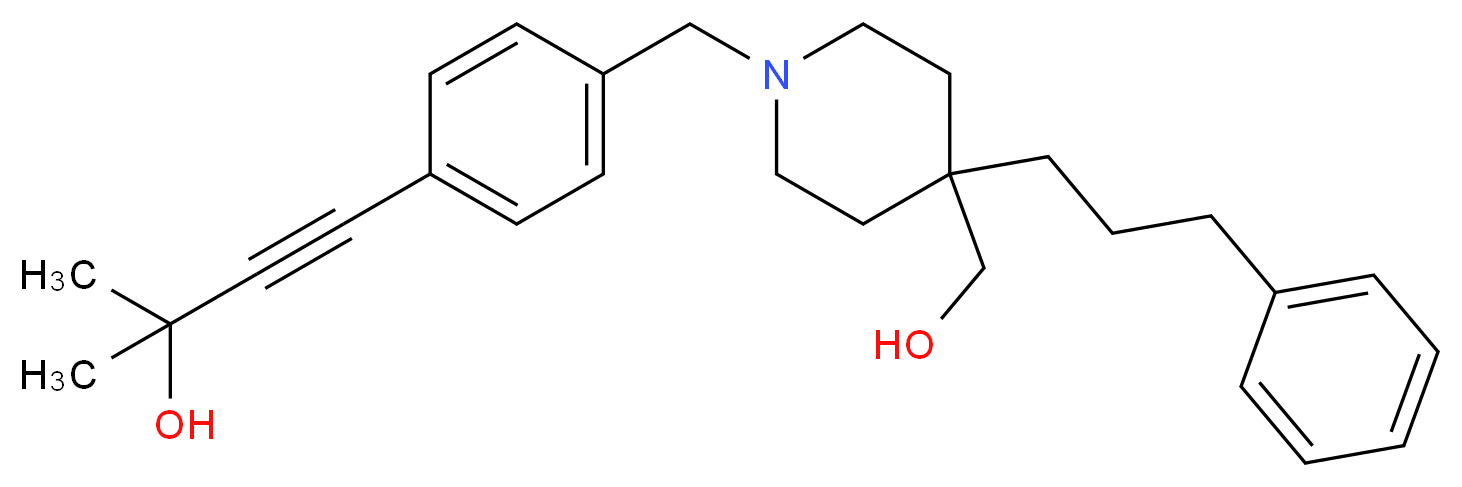 4-(4-{[4-(hydroxymethyl)-4-(3-phenylpropyl)-1-piperidinyl]methyl}phenyl)-2-methyl-3-butyn-2-ol_Molecular_structure_CAS_)