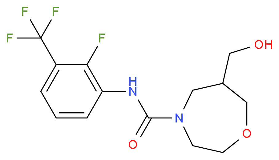 N-[2-fluoro-3-(trifluoromethyl)phenyl]-6-(hydroxymethyl)-1,4-oxazepane-4-carboxamide_Molecular_structure_CAS_)