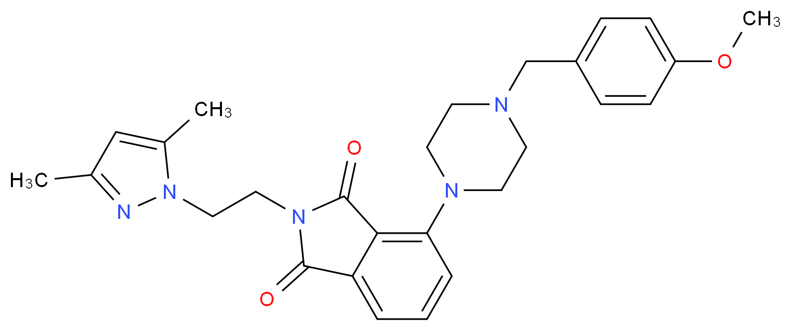 2-[2-(3,5-dimethyl-1H-pyrazol-1-yl)ethyl]-4-[4-(4-methoxybenzyl)-1-piperazinyl]-1H-isoindole-1,3(2H)-dione_Molecular_structure_CAS_)