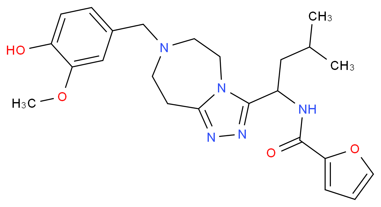 N-{1-[7-(4-hydroxy-3-methoxybenzyl)-6,7,8,9-tetrahydro-5H-[1,2,4]triazolo[4,3-d][1,4]diazepin-3-yl]-3-methylbutyl}-2-furamide_Molecular_structure_CAS_)