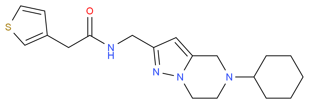 N-[(5-cyclohexyl-4,5,6,7-tetrahydropyrazolo[1,5-a]pyrazin-2-yl)methyl]-2-(3-thienyl)acetamide_Molecular_structure_CAS_)