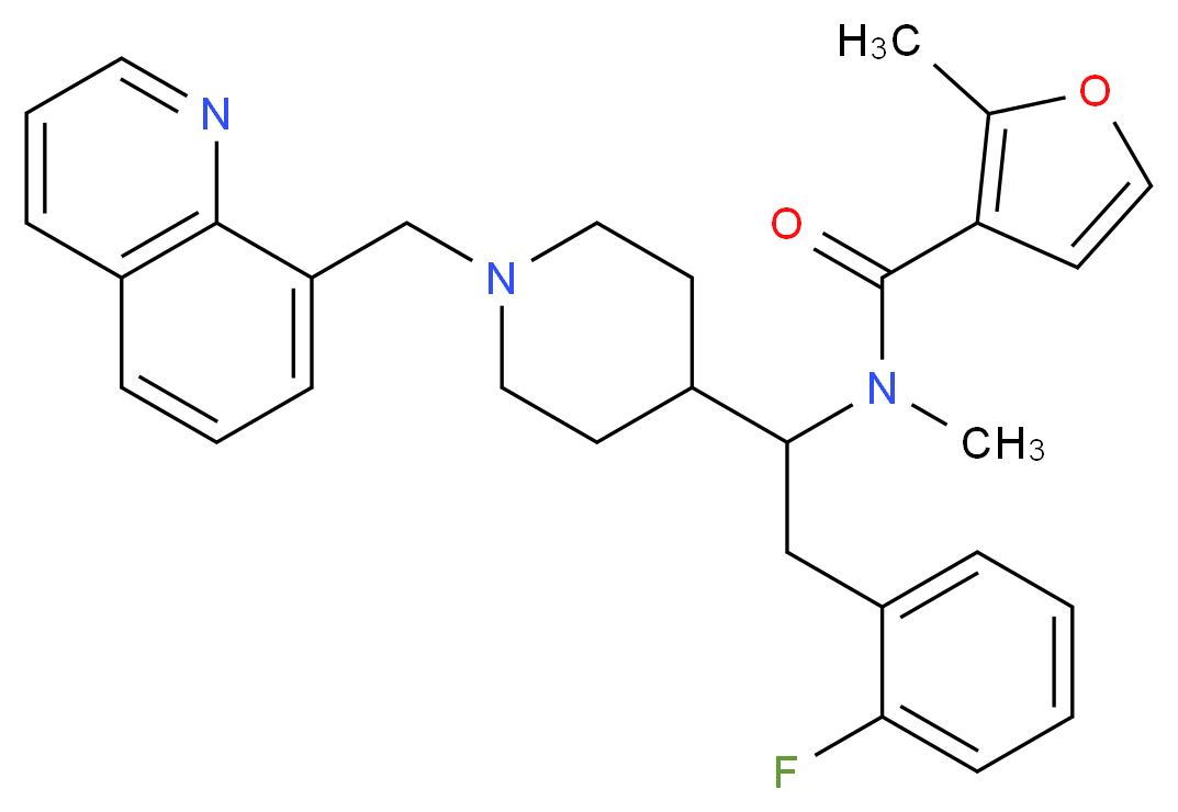 N-{2-(2-fluorophenyl)-1-[1-(8-quinolinylmethyl)-4-piperidinyl]ethyl}-N,2-dimethyl-3-furamide_Molecular_structure_CAS_)