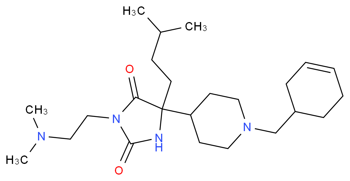 5-[1-(3-cyclohexen-1-ylmethyl)-4-piperidinyl]-3-[2-(dimethylamino)ethyl]-5-(3-methylbutyl)-2,4-imidazolidinedione_Molecular_structure_CAS_)