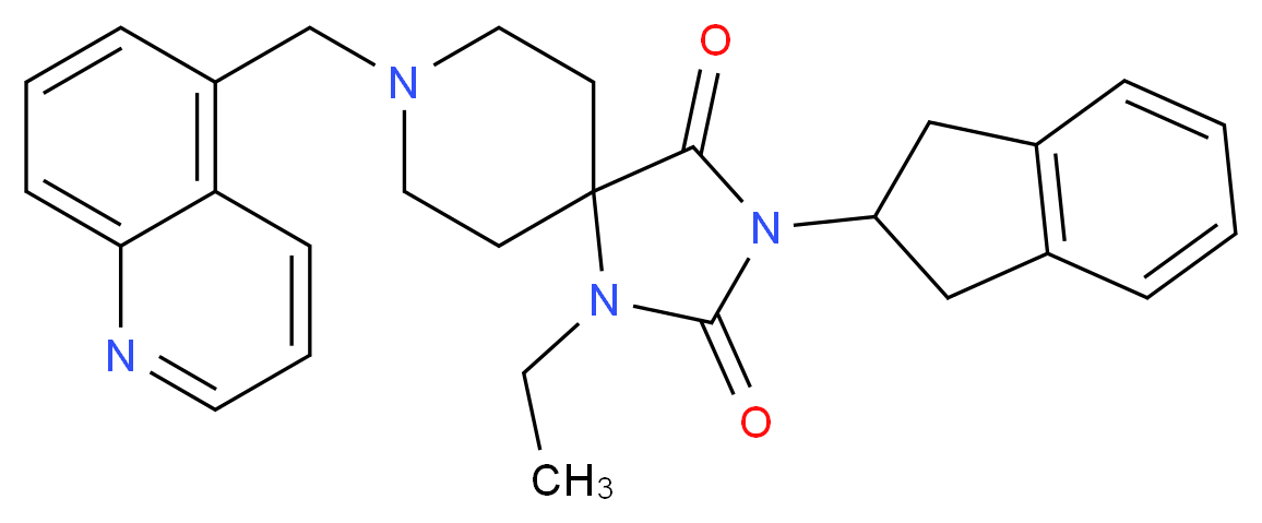 3-(2,3-dihydro-1H-inden-2-yl)-1-ethyl-8-(5-quinolinylmethyl)-1,3,8-triazaspiro[4.5]decane-2,4-dione_Molecular_structure_CAS_)