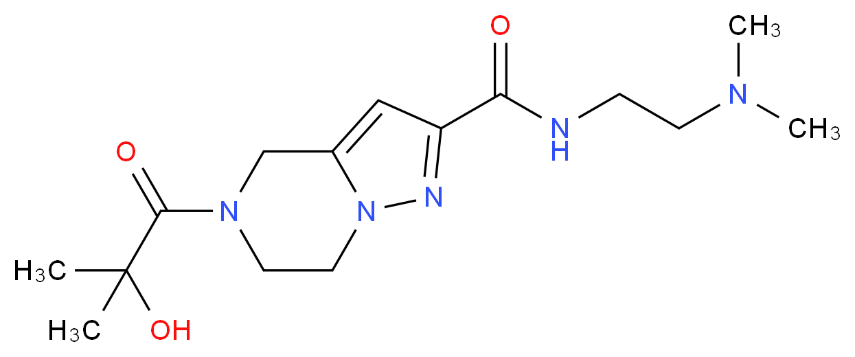 N-[2-(dimethylamino)ethyl]-5-(2-hydroxy-2-methylpropanoyl)-4,5,6,7-tetrahydropyrazolo[1,5-a]pyrazine-2-carboxamide_Molecular_structure_CAS_)