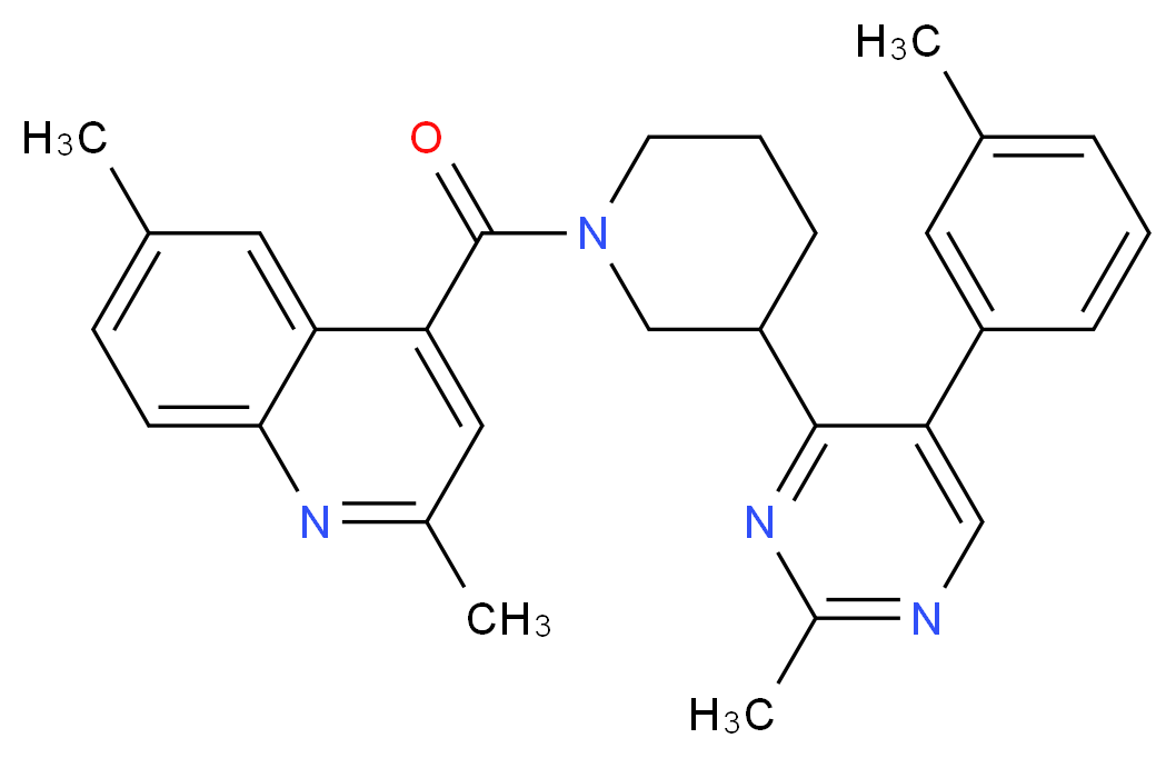 2,6-dimethyl-4-({3-[2-methyl-5-(3-methylphenyl)-4-pyrimidinyl]-1-piperidinyl}carbonyl)quinoline_Molecular_structure_CAS_)