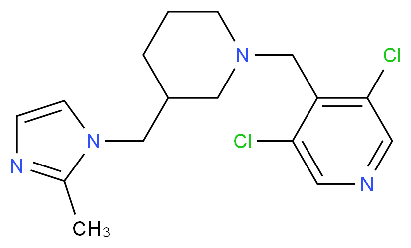 3,5-dichloro-4-({3-[(2-methyl-1H-imidazol-1-yl)methyl]-1-piperidinyl}methyl)pyridine_Molecular_structure_CAS_)