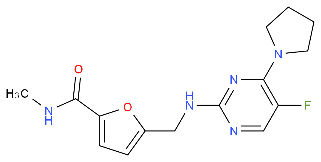 5-{[(5-fluoro-4-pyrrolidin-1-ylpyrimidin-2-yl)amino]methyl}-N-methyl-2-furamide_Molecular_structure_CAS_)