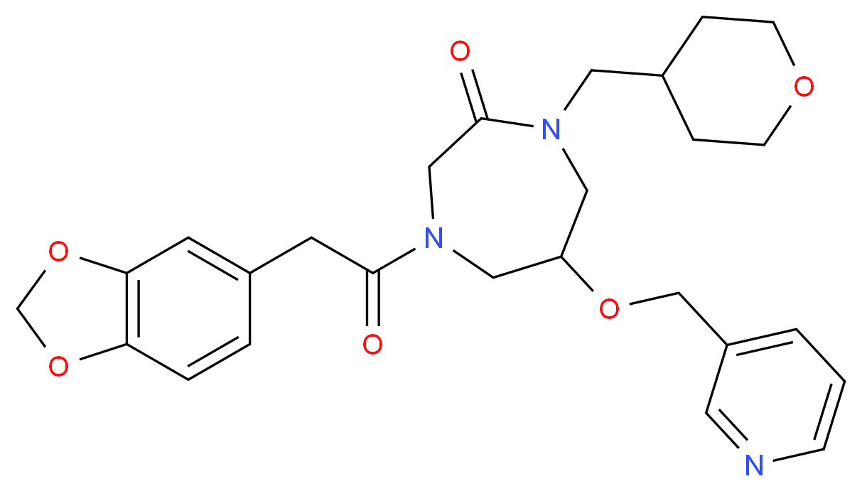 4-(1,3-benzodioxol-5-ylacetyl)-6-(3-pyridinylmethoxy)-1-(tetrahydro-2H-pyran-4-ylmethyl)-1,4-diazepan-2-one_Molecular_structure_CAS_)