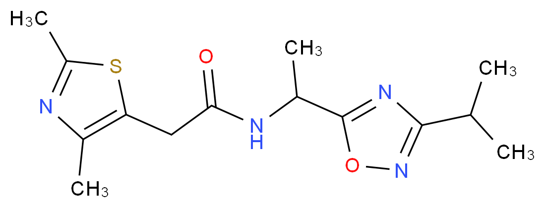 2-(2,4-dimethyl-1,3-thiazol-5-yl)-N-[1-(3-isopropyl-1,2,4-oxadiazol-5-yl)ethyl]acetamide_Molecular_structure_CAS_)