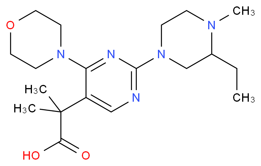 2-[2-(3-ethyl-4-methylpiperazin-1-yl)-4-morpholin-4-ylpyrimidin-5-yl]-2-methylpropanoic acid_Molecular_structure_CAS_)