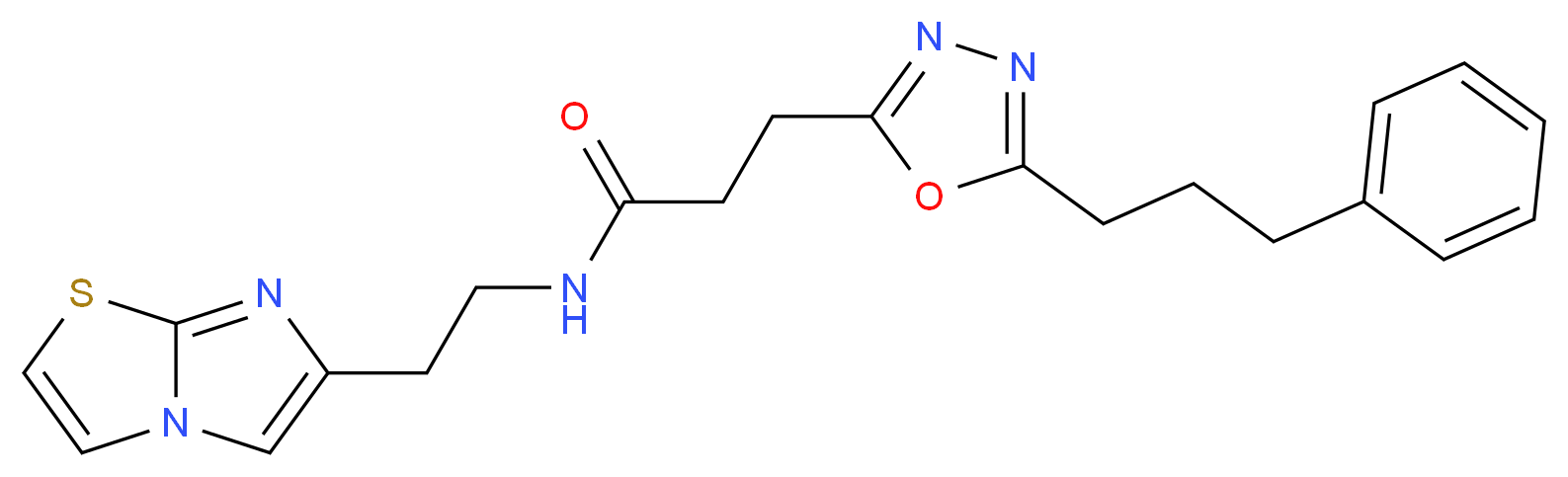 N-(2-imidazo[2,1-b][1,3]thiazol-6-ylethyl)-3-[5-(3-phenylpropyl)-1,3,4-oxadiazol-2-yl]propanamide_Molecular_structure_CAS_)