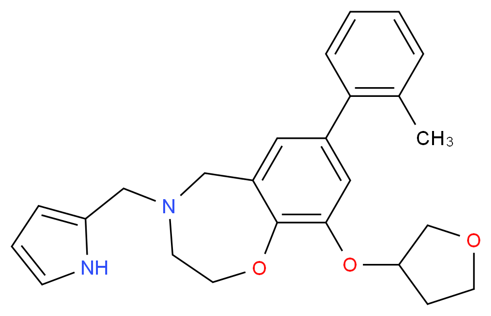 7-(2-methylphenyl)-4-(1H-pyrrol-2-ylmethyl)-9-(tetrahydro-3-furanyloxy)-2,3,4,5-tetrahydro-1,4-benzoxazepine_Molecular_structure_CAS_)