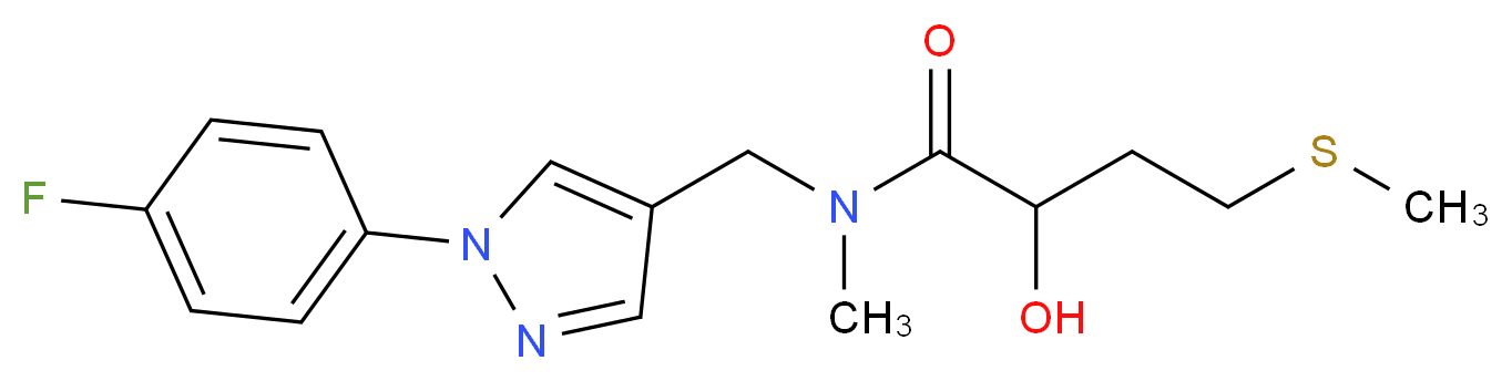 N-{[1-(4-fluorophenyl)-1H-pyrazol-4-yl]methyl}-2-hydroxy-N-methyl-4-(methylthio)butanamide_Molecular_structure_CAS_)