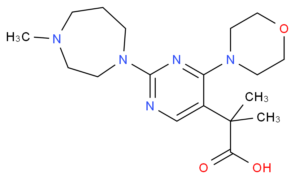 2-methyl-2-[2-(4-methyl-1,4-diazepan-1-yl)-4-morpholin-4-ylpyrimidin-5-yl]propanoic acid_Molecular_structure_CAS_)