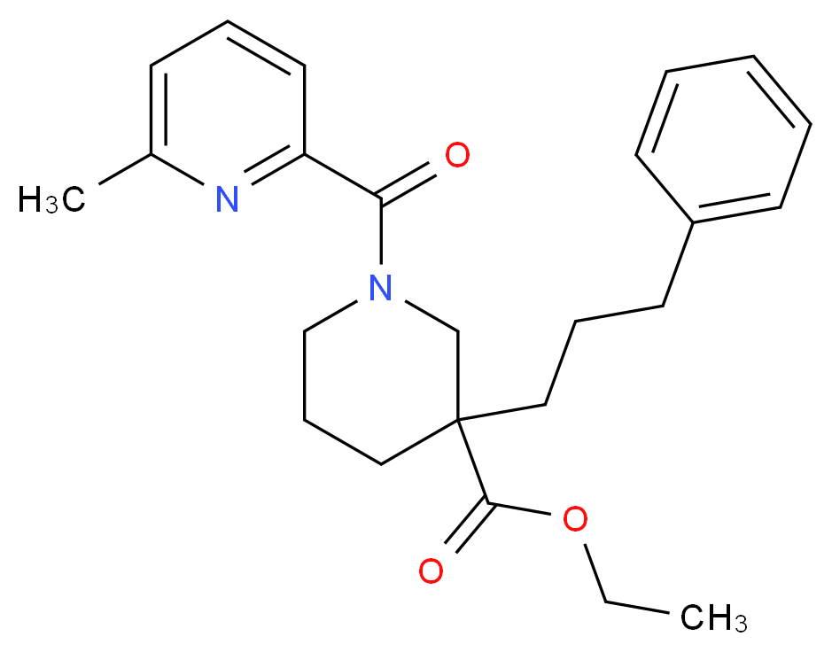 ethyl 1-[(6-methyl-2-pyridinyl)carbonyl]-3-(3-phenylpropyl)-3-piperidinecarboxylate_Molecular_structure_CAS_)
