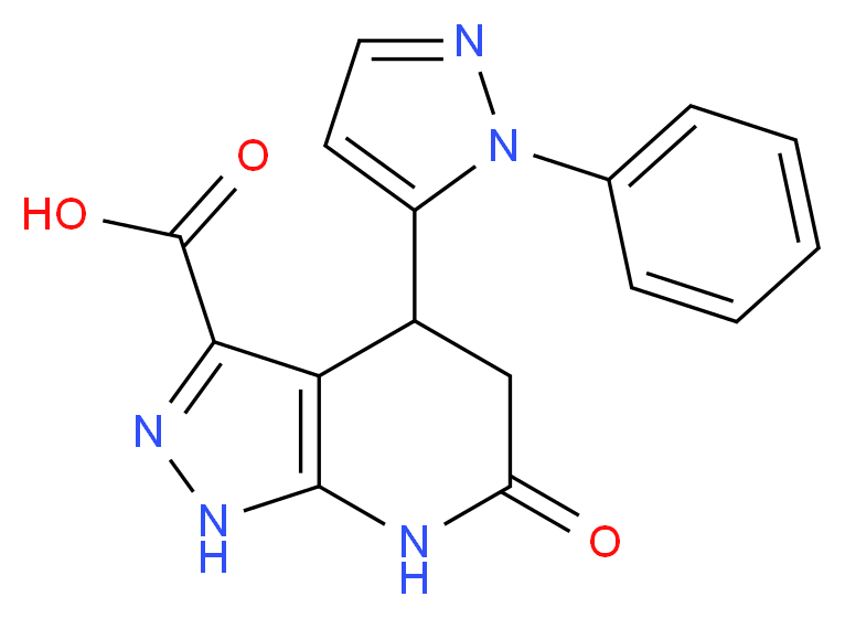 6-oxo-4-(1-phenyl-1H-pyrazol-5-yl)-4,5,6,7-tetrahydro-1H-pyrazolo[3,4-b]pyridine-3-carboxylic acid_Molecular_structure_CAS_)