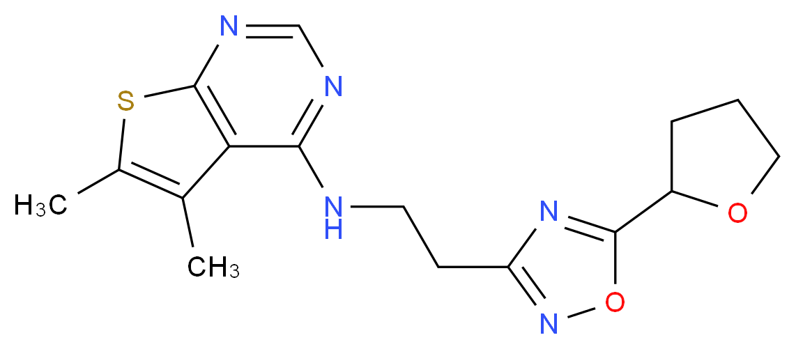 5,6-dimethyl-N-{2-[5-(tetrahydrofuran-2-yl)-1,2,4-oxadiazol-3-yl]ethyl}thieno[2,3-d]pyrimidin-4-amine_Molecular_structure_CAS_)