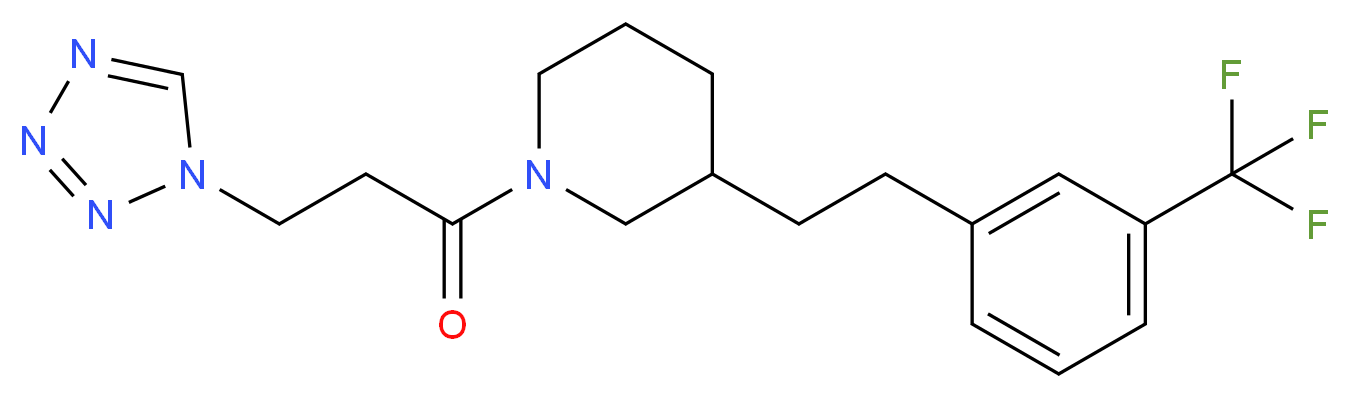 1-[3-(1H-tetrazol-1-yl)propanoyl]-3-{2-[3-(trifluoromethyl)phenyl]ethyl}piperidine_Molecular_structure_CAS_)