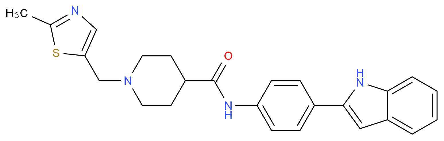 N-[4-(1H-indol-2-yl)phenyl]-1-[(2-methyl-1,3-thiazol-5-yl)methyl]-4-piperidinecarboxamide_Molecular_structure_CAS_)
