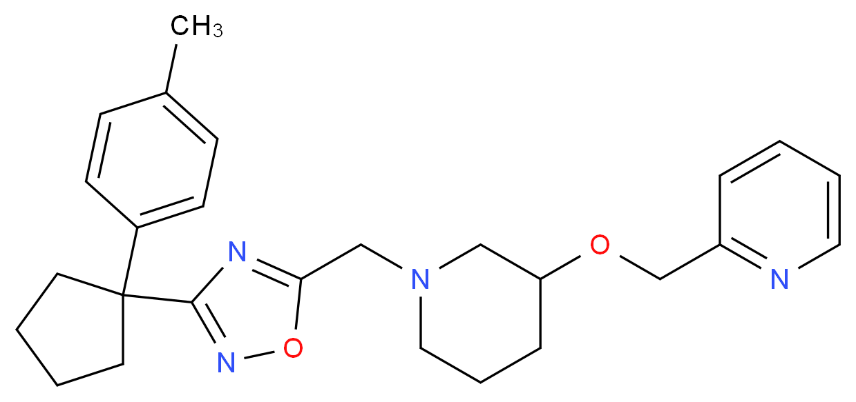 2-({[1-({3-[1-(4-methylphenyl)cyclopentyl]-1,2,4-oxadiazol-5-yl}methyl)-3-piperidinyl]oxy}methyl)pyridine_Molecular_structure_CAS_)