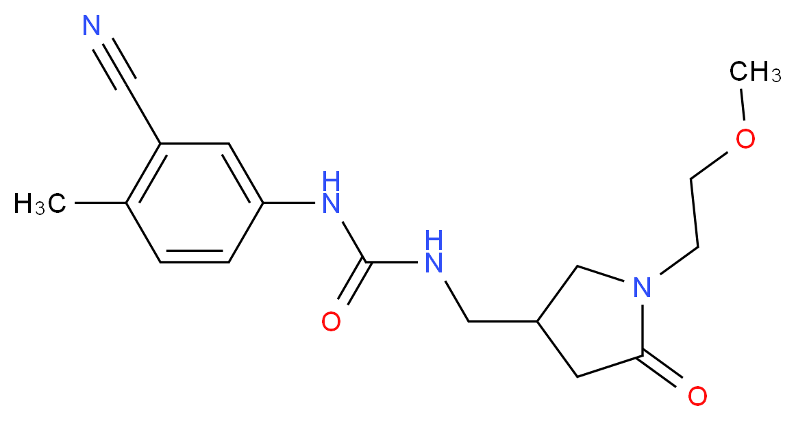 N-(3-cyano-4-methylphenyl)-N'-{[1-(2-methoxyethyl)-5-oxopyrrolidin-3-yl]methyl}urea_Molecular_structure_CAS_)