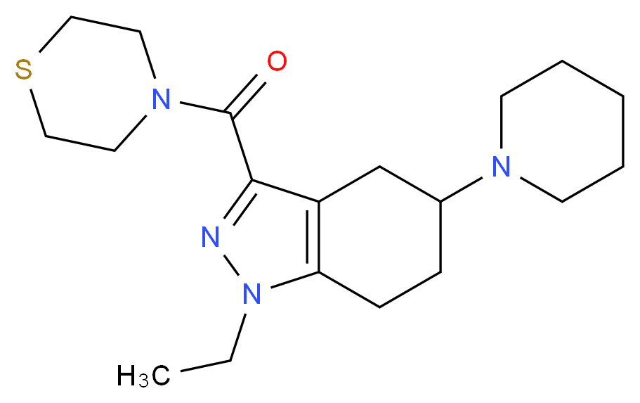1-ethyl-5-(1-piperidinyl)-3-(4-thiomorpholinylcarbonyl)-4,5,6,7-tetrahydro-1H-indazole_Molecular_structure_CAS_)