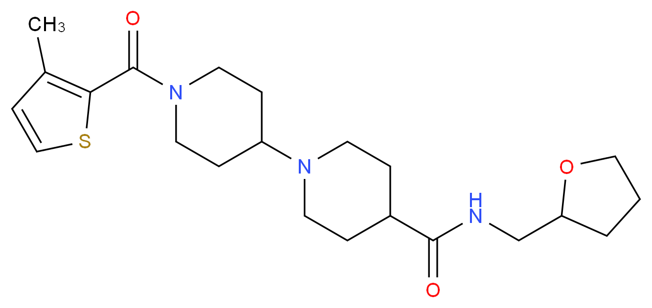 1'-[(3-methyl-2-thienyl)carbonyl]-N-(tetrahydro-2-furanylmethyl)-1,4'-bipiperidine-4-carboxamide_Molecular_structure_CAS_)