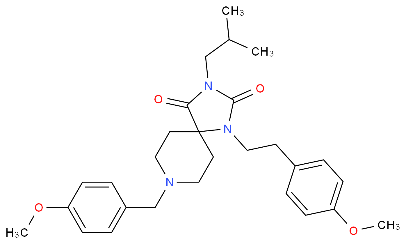 3-isobutyl-8-(4-methoxybenzyl)-1-[2-(4-methoxyphenyl)ethyl]-1,3,8-triazaspiro[4.5]decane-2,4-dione_Molecular_structure_CAS_)