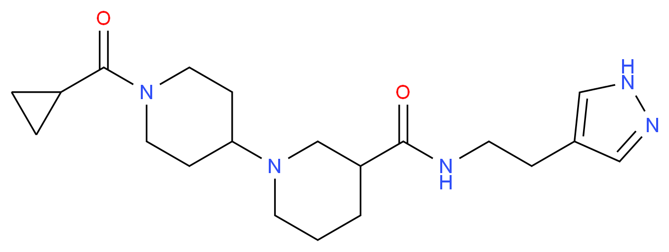 1'-(cyclopropylcarbonyl)-N-[2-(1H-pyrazol-4-yl)ethyl]-1,4'-bipiperidine-3-carboxamide_Molecular_structure_CAS_)