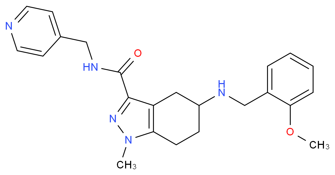 5-[(2-methoxybenzyl)amino]-1-methyl-N-(4-pyridinylmethyl)-4,5,6,7-tetrahydro-1H-indazole-3-carboxamide_Molecular_structure_CAS_)