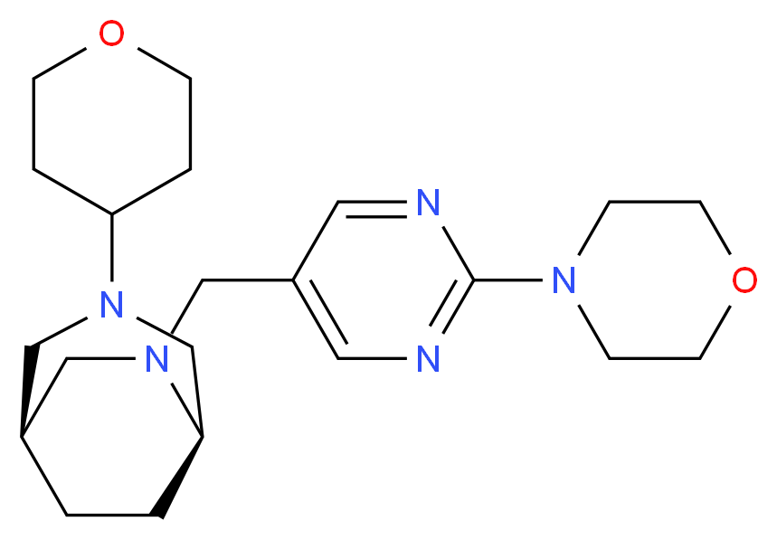 (1S*,5R*)-6-[(2-morpholin-4-ylpyrimidin-5-yl)methyl]-3-(tetrahydro-2H-pyran-4-yl)-3,6-diazabicyclo[3.2.2]nonane_Molecular_structure_CAS_)
