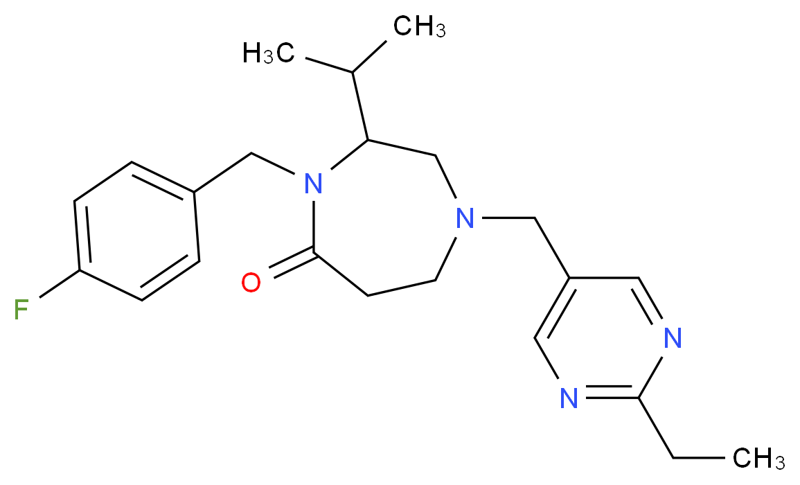 1-[(2-ethyl-5-pyrimidinyl)methyl]-4-(4-fluorobenzyl)-3-isopropyl-1,4-diazepan-5-one_Molecular_structure_CAS_)