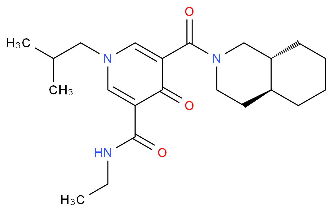 N-ethyl-1-isobutyl-5-[(4aS*,8aR*)-octahydro-2(1H)-isoquinolinylcarbonyl]-4-oxo-1,4-dihydro-3-pyridinecarboxamide_Molecular_structure_CAS_)