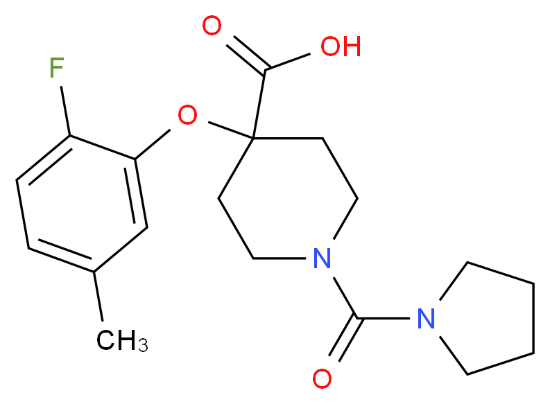 4-(2-fluoro-5-methylphenoxy)-1-(pyrrolidin-1-ylcarbonyl)piperidine-4-carboxylic acid_Molecular_structure_CAS_)