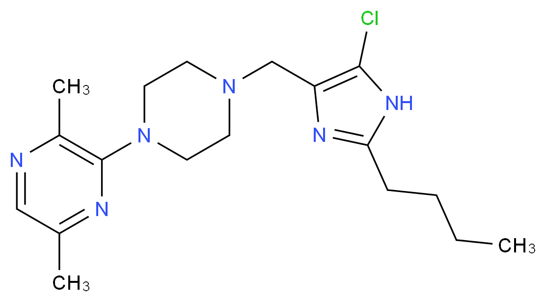 3-{4-[(2-butyl-5-chloro-1H-imidazol-4-yl)methyl]piperazin-1-yl}-2,5-dimethylpyrazine_Molecular_structure_CAS_)