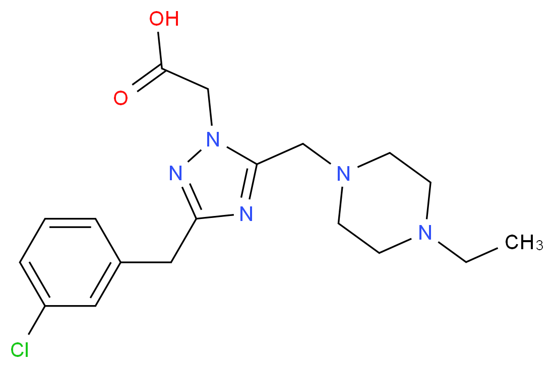 {3-(3-chlorobenzyl)-5-[(4-ethylpiperazin-1-yl)methyl]-1H-1,2,4-triazol-1-yl}acetic acid_Molecular_structure_CAS_)