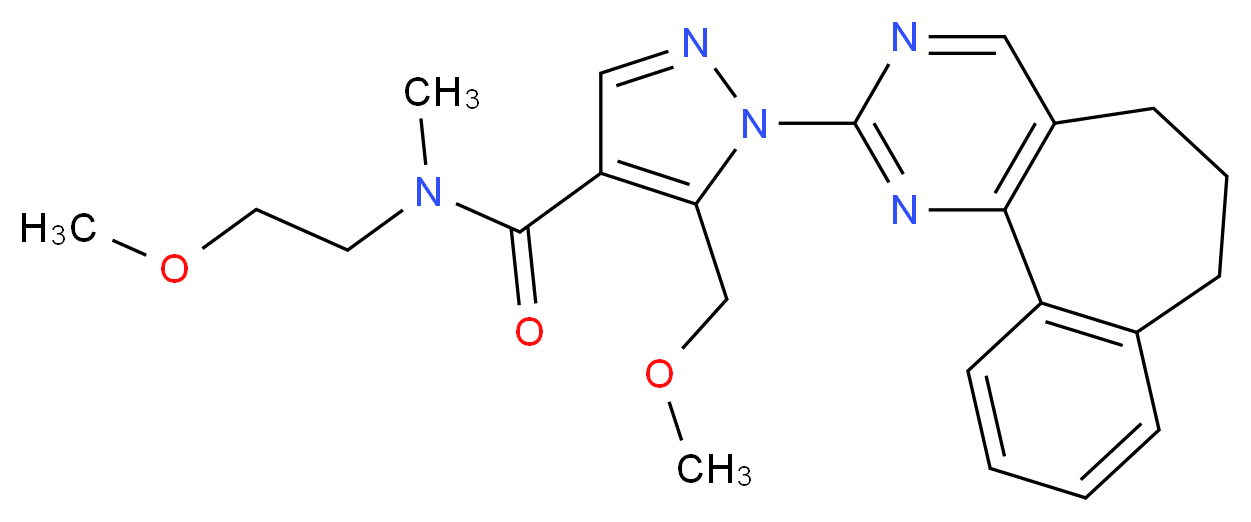 1-(6,7-dihydro-5H-benzo[6,7]cyclohepta[1,2-d]pyrimidin-2-yl)-N-(2-methoxyethyl)-5-(methoxymethyl)-N-methyl-1H-pyrazole-4-carboxamide_Molecular_structure_CAS_)
